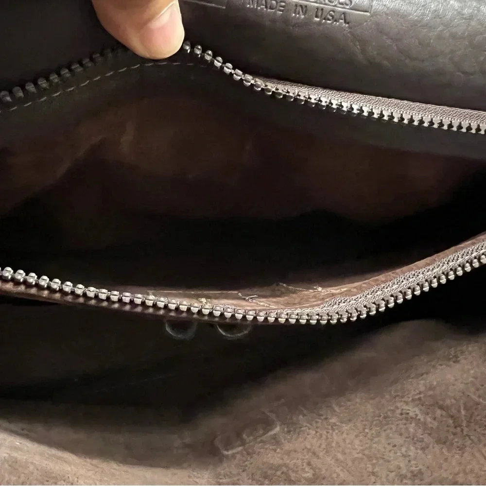 Jack Georges Brown Leather Turn Lock Briefcase Shoulder Bag Messenger